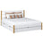 Houten tweepersoonsbed met lade N01 wit / naturel eiken – algemeen aanzicht, massief hout