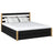 Houten tweepersoonsbed met lade N01 zwart / naturel eiken – algemeen aanzicht, massief hout