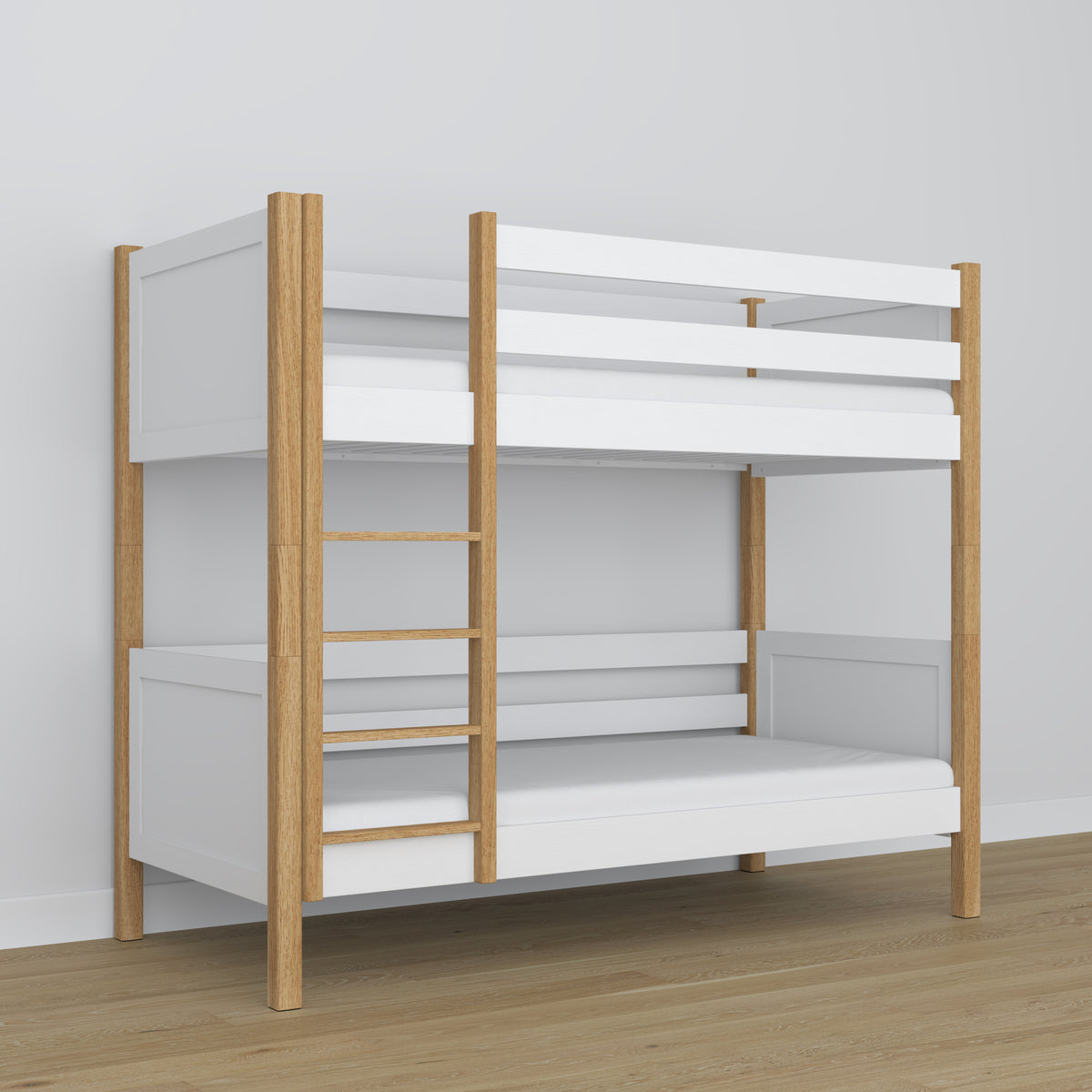 Stapelbed houten wit-eiken – twee slaapplaatsen in één, veilige constructie