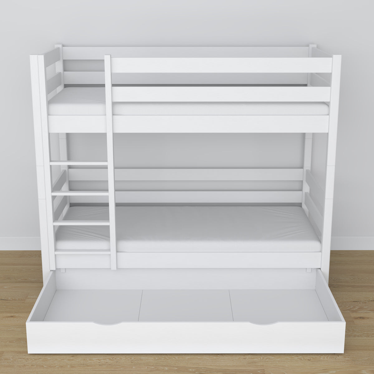 Lit superposé en bois blanc z tiroir – dimensions et schéma, Nizio