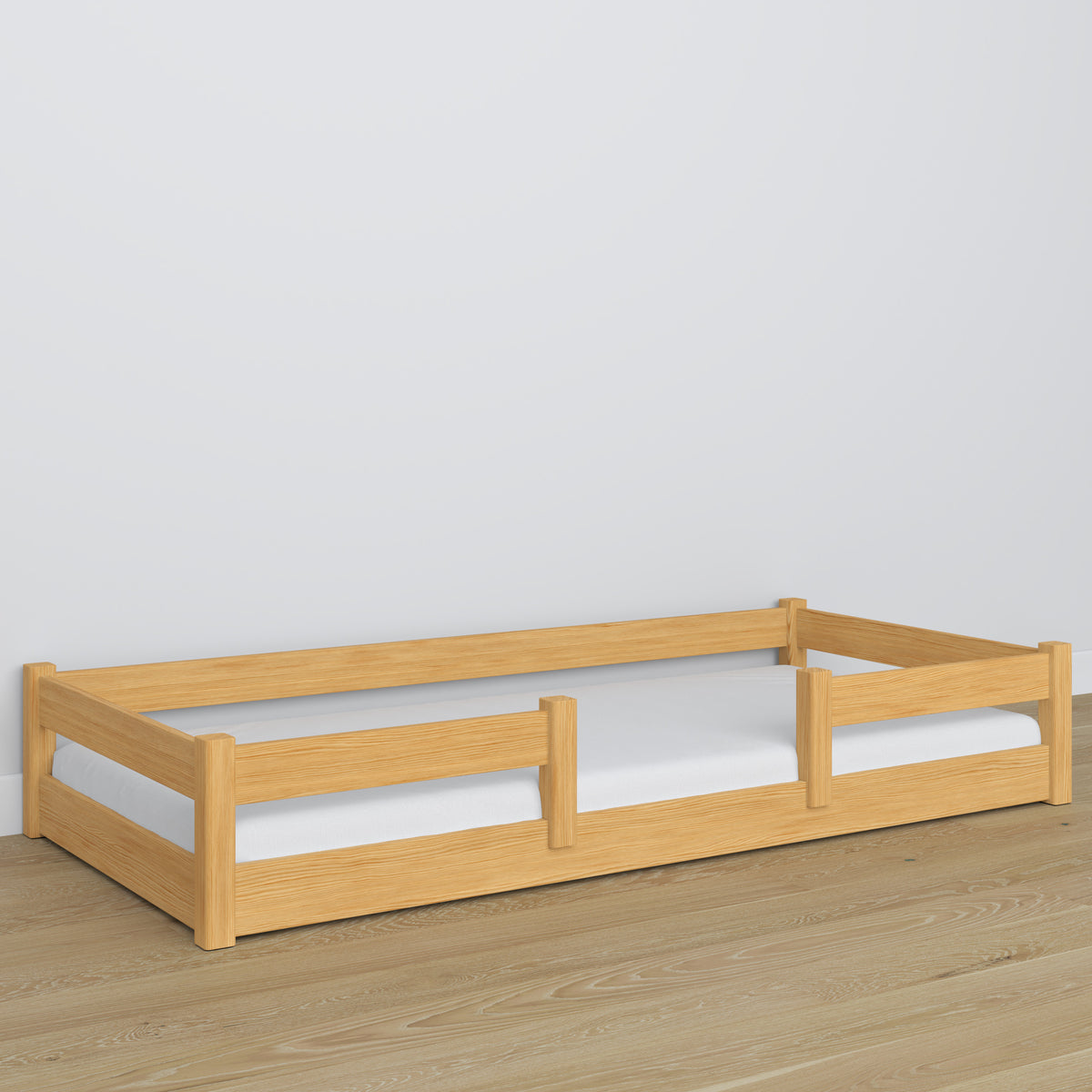 Laag bed houten naturel grenen – details van verbindingen, Nizio Home