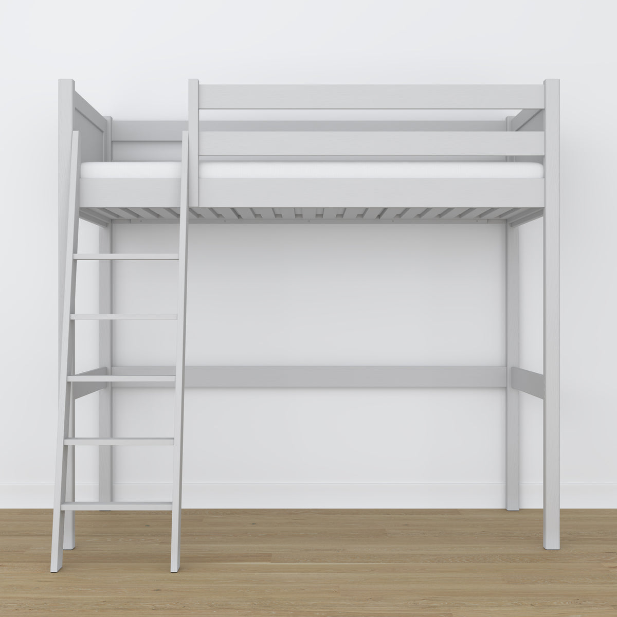 Hoogslaper grijs – houten ladder en bedhekje, Nizio Home
