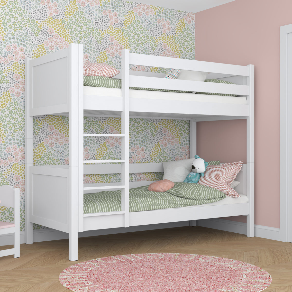 Stapelbed houten wit – twee slaapkamers in één, veilige constructie