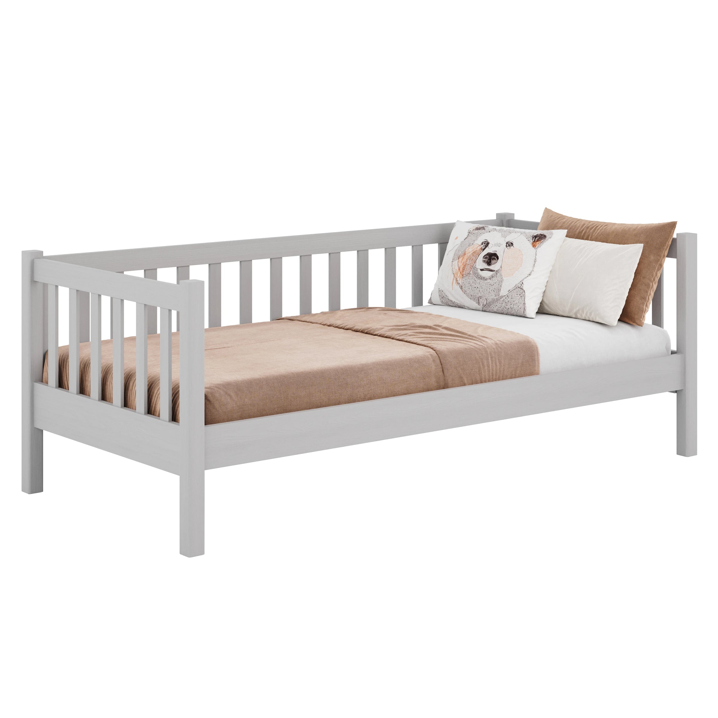 Slaapbank houten grijs – kinderkamer, Scandinavische stijl Nizio