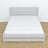 Lit double avec tiroir en bois gris – vue en biais, chambre scandinave