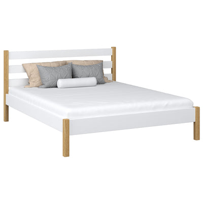 Houten tweepersoonsbed N01 wit-eiken – algemeen aanzicht, massief hout