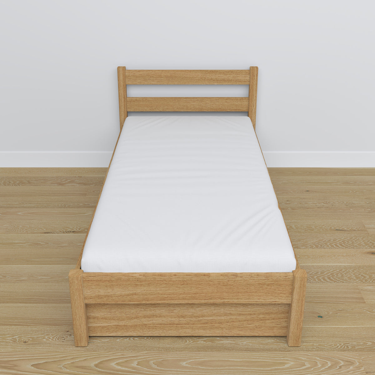 Lit chêne naturel z tiroir – prowadnice i détails en chêne, Nizio