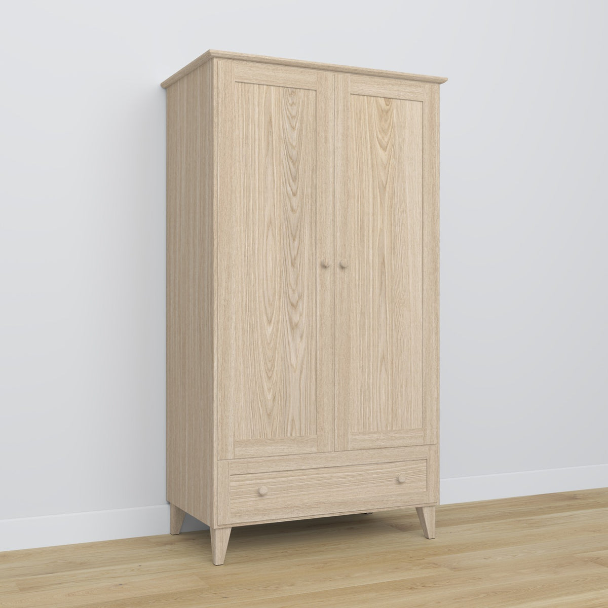 Oak wardrobe 2D1S Scandi oak bleached