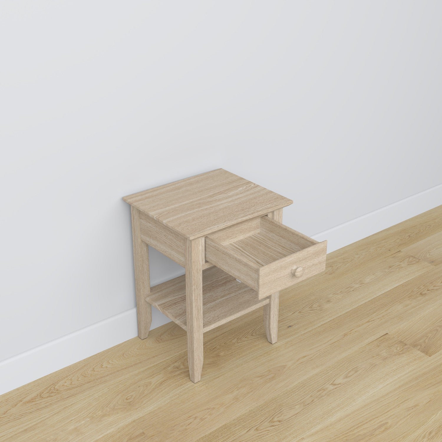 Oak bedside table 1S N01 Scandi oak bleached