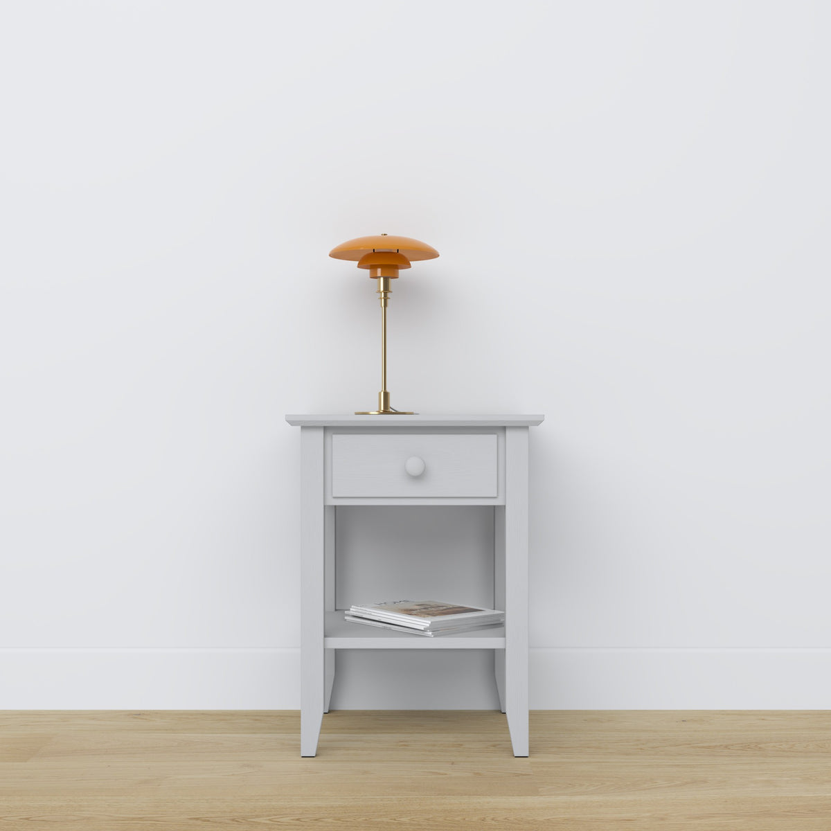 Table de chevet z tiroir N01 en bois gris – chambre, style scandinave