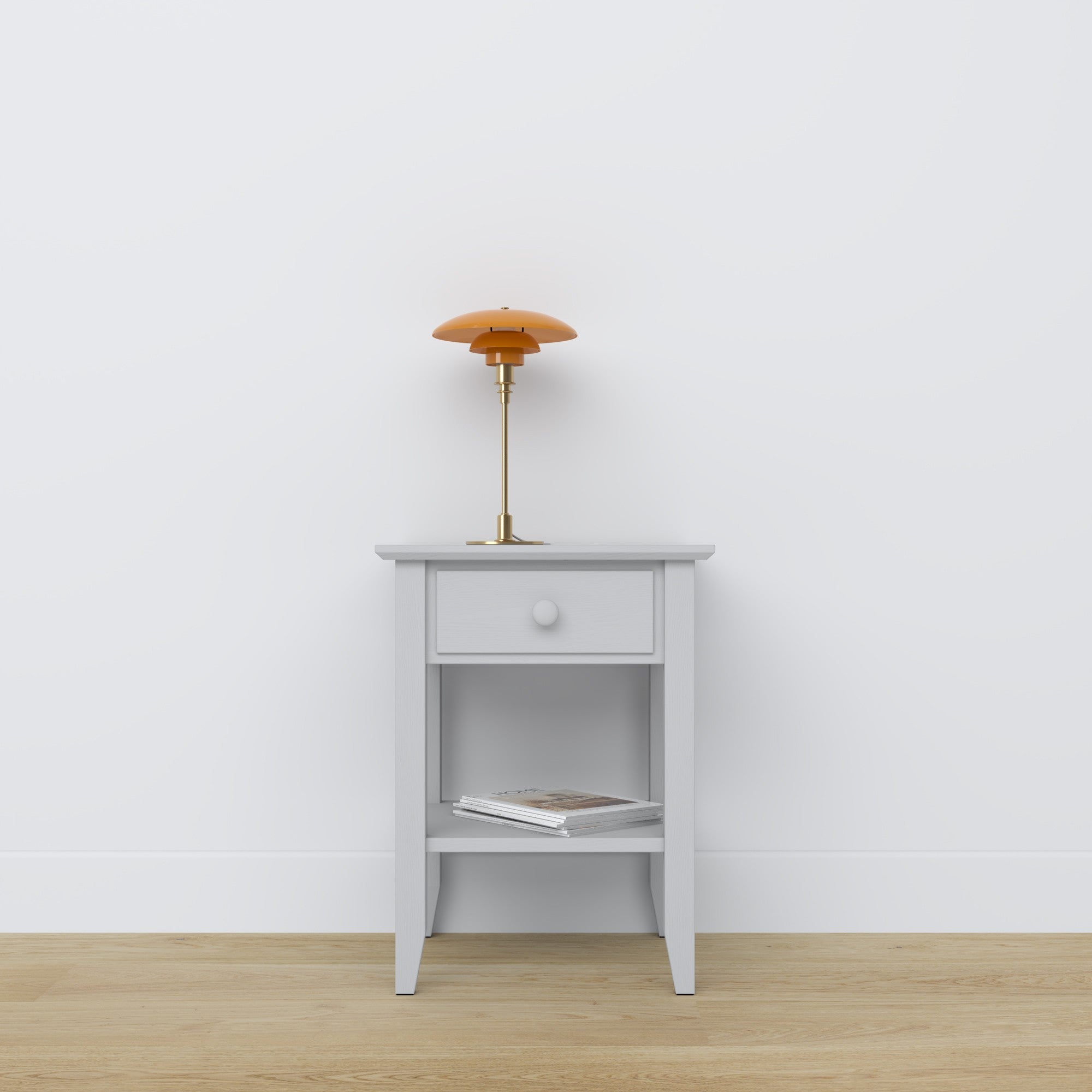 Table de chevet z tiroir N01 en bois gris – chambre, style scandinave