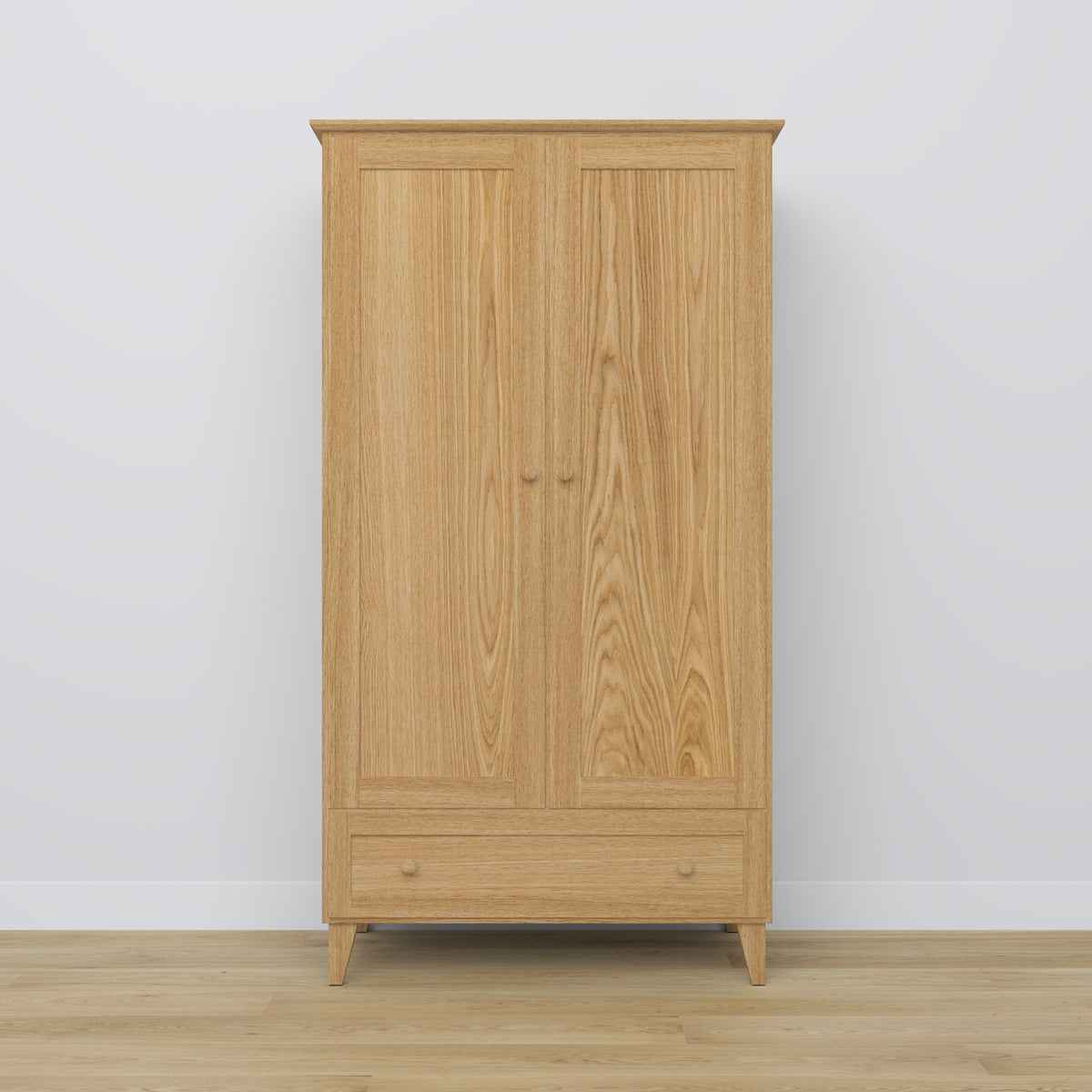2-deurskast met lade van eikenhout naturel eiken – slaapkamer, Scandinavische stijl