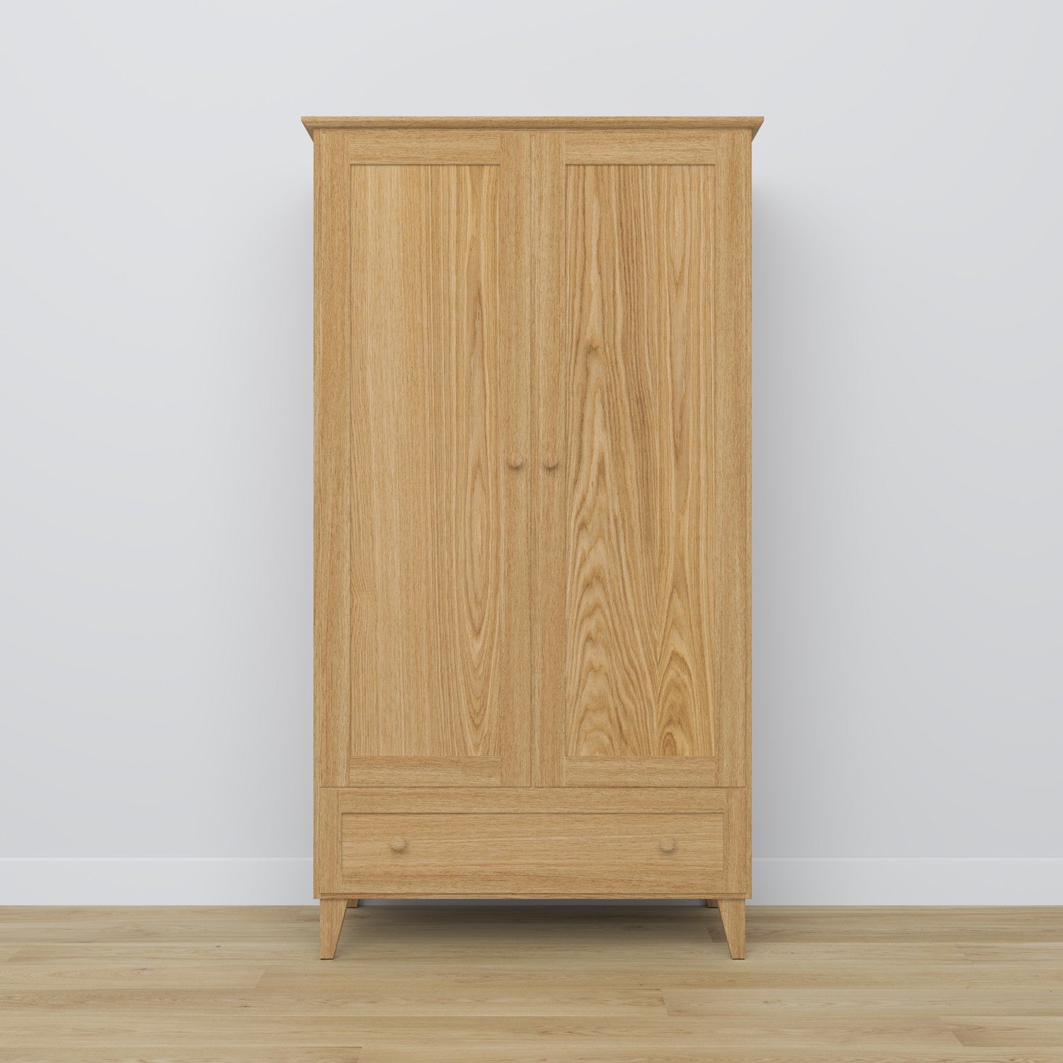 2-deurskast met lade van eikenhout naturel eiken – slaapkamer, Scandinavische stijl