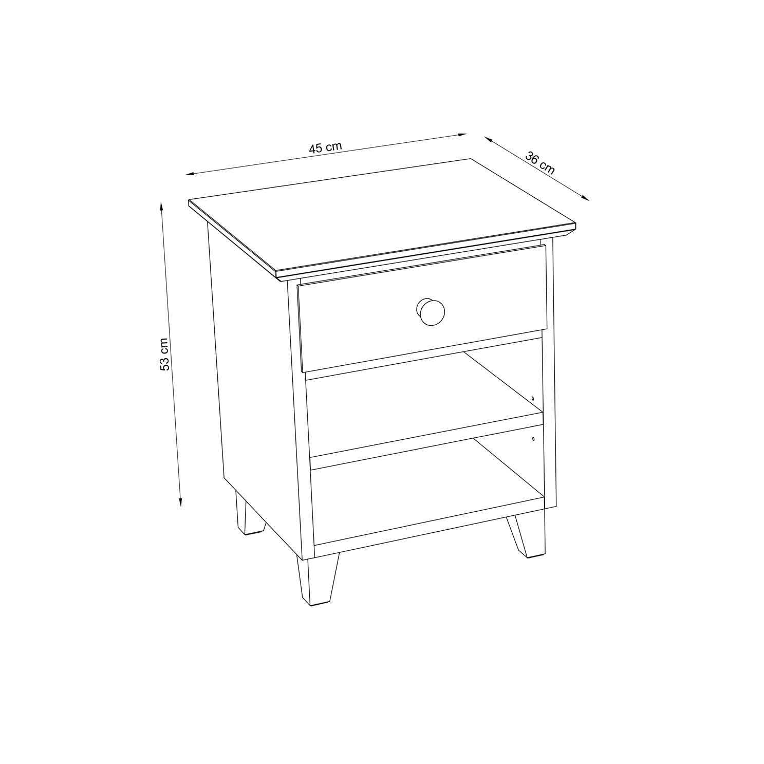 Pine bedside table 1S N02 Scandi clear pine