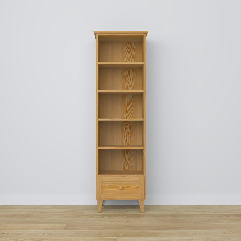 Bookcase with drawer pine natural pine 57 cm – living room and office, Scandinavian style