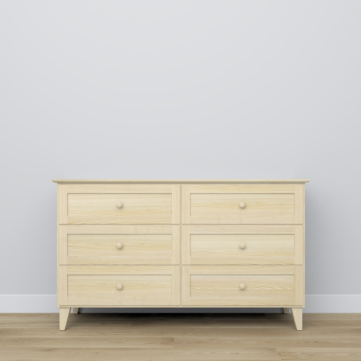 Chest of drawers 6S pine clear pine – open drawers, spacious storage compartments