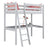 Loft bed grey with desk – study space under the sleeping area, wooden