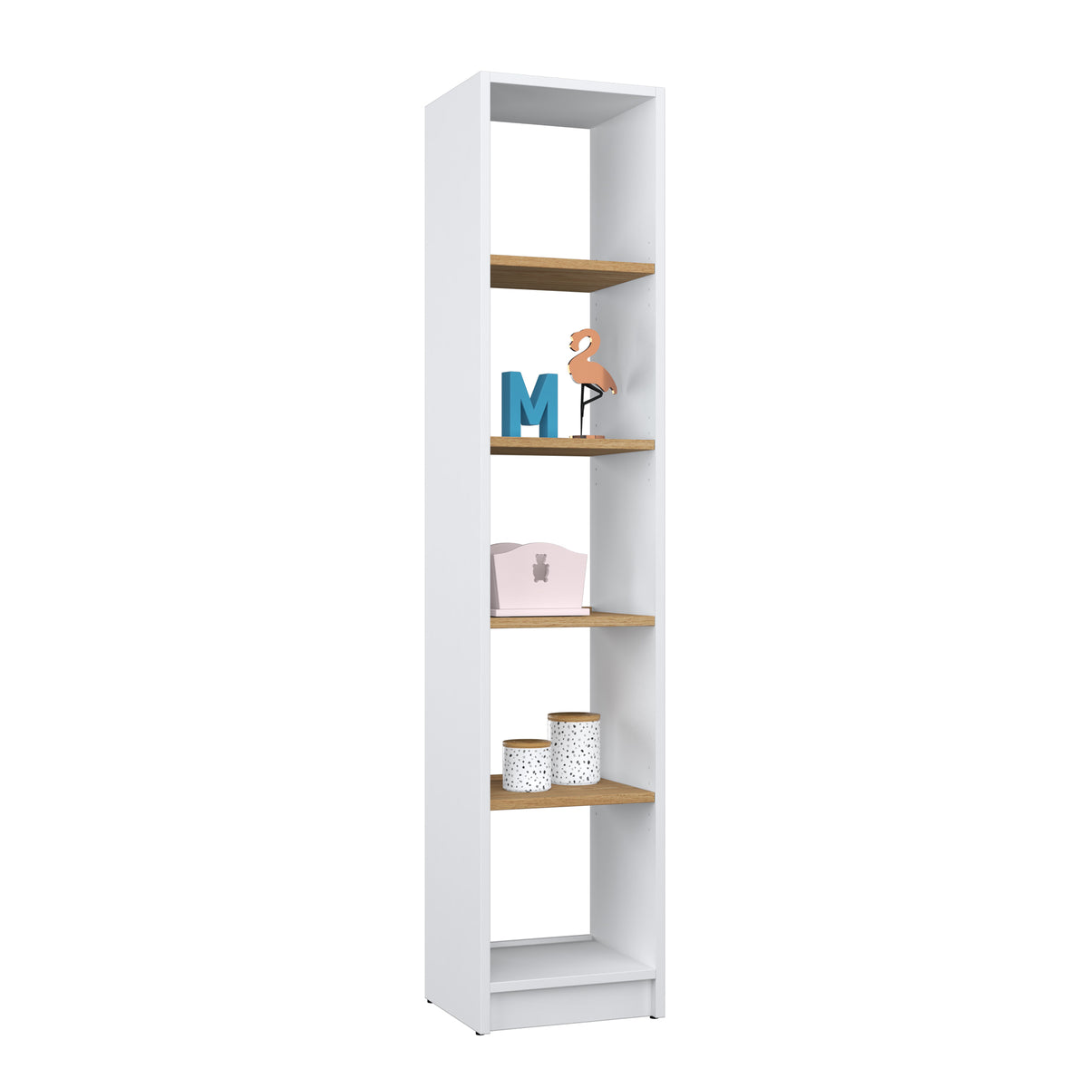 Bookcase wooden white-oak – living room and office, solid wood, Scandinavian style Nizio