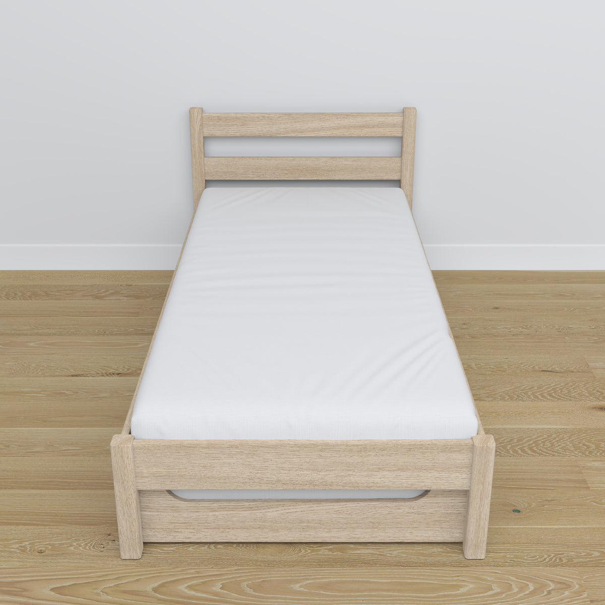 Bed gewit eiken – lade voor matras, eiken details, Nizio Home