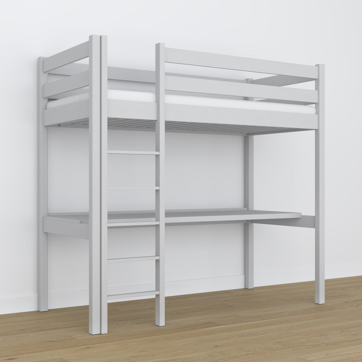 Lit mezzanine avec bureau gris en bois – dimensions, Nizio Home