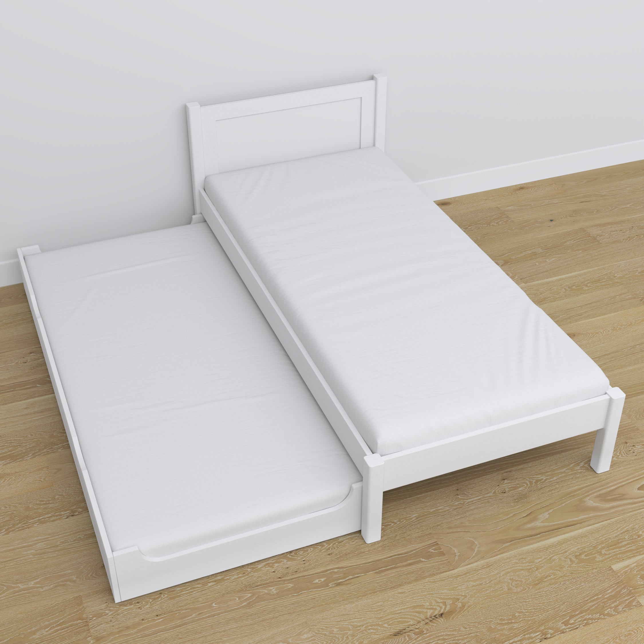 Lit avec tiroir pour matelas blanc en bois – dimensions, Nizio