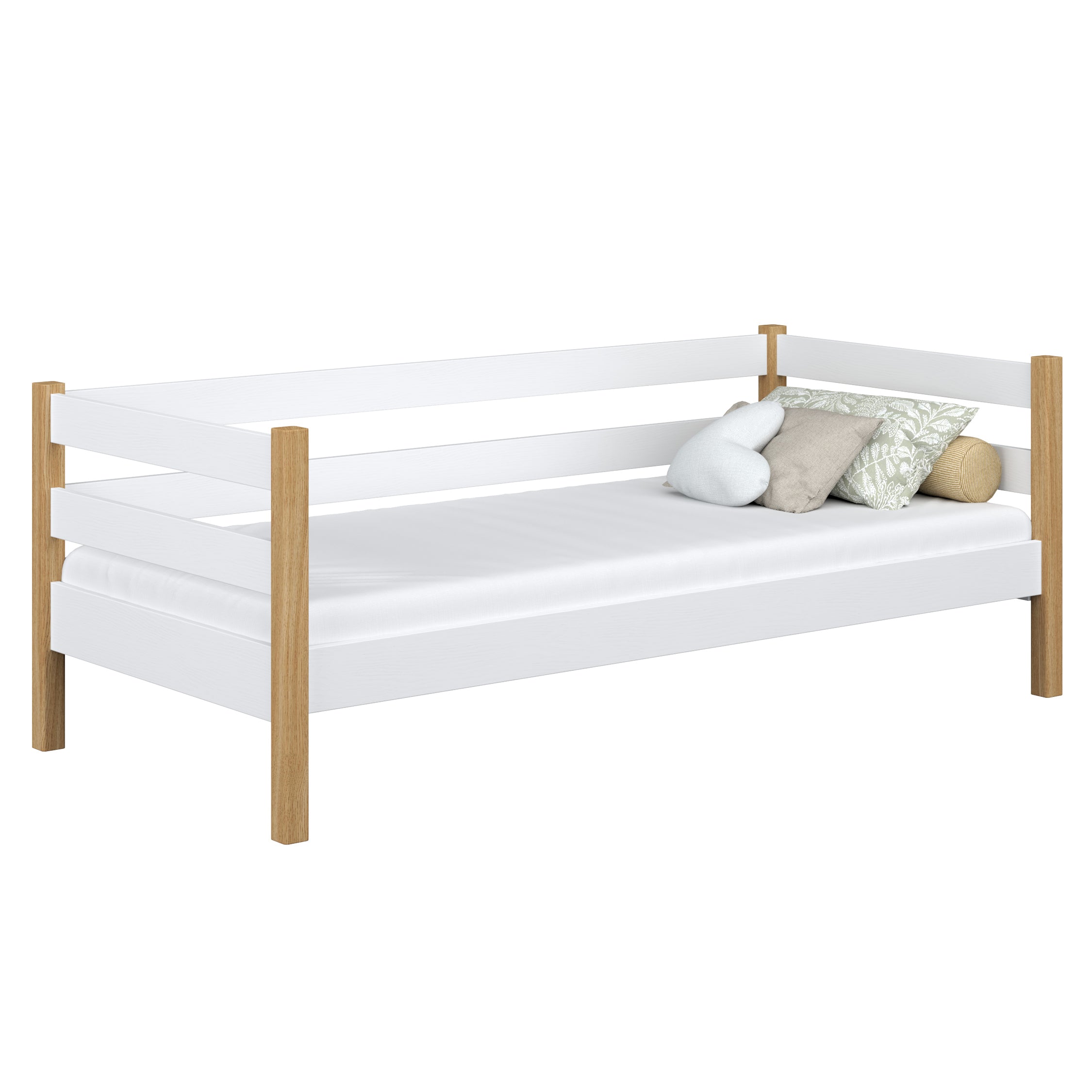 Houten slaapbank wit-eiken – kinderkamer, Scandinavische stijl Nizio