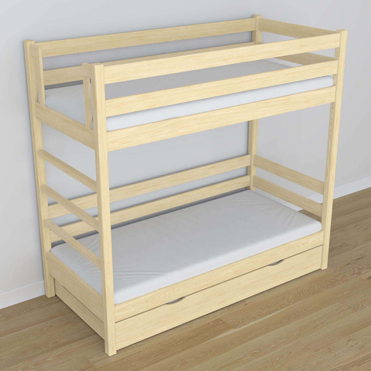 Stapelbed houten transparant grenen – binnenkant van de matraslade, kinderkamer