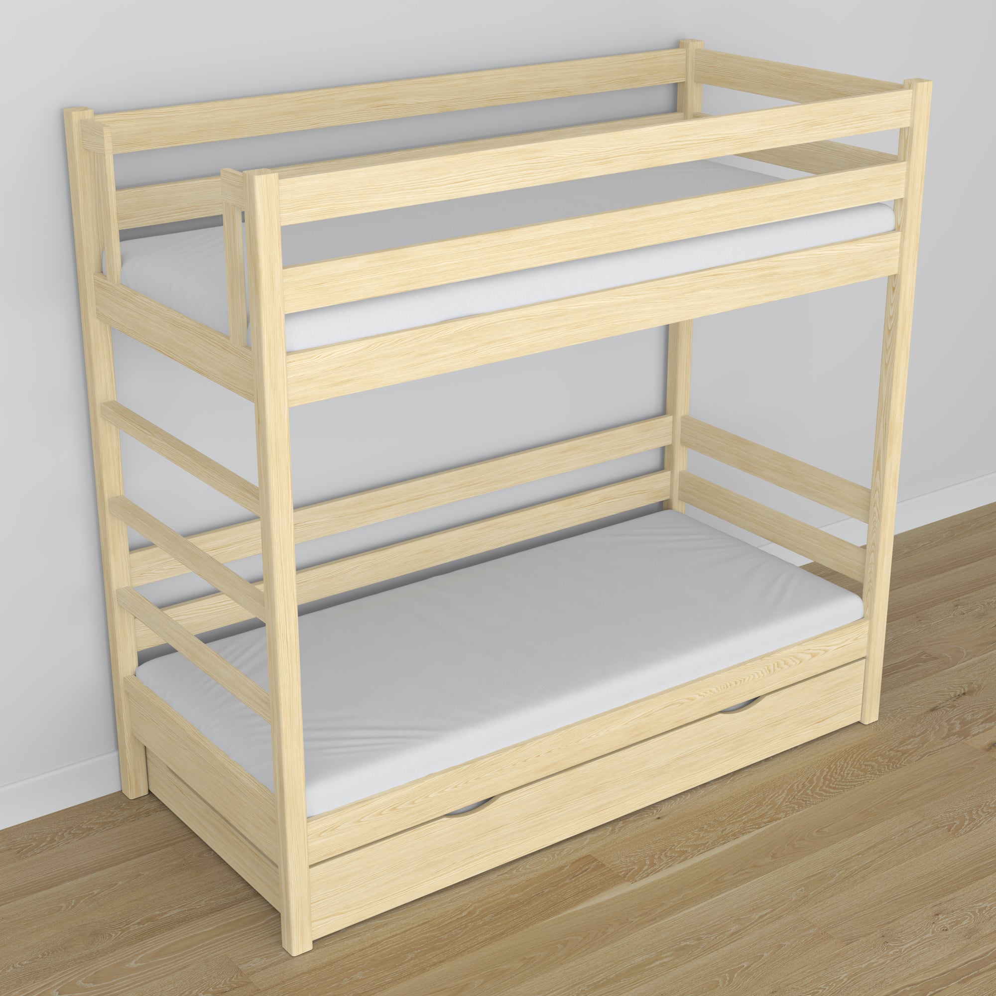 Stapelbed houten transparant grenen – binnenkant van de matraslade, kinderkamer