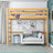 Hoogslaper naturel grenen – ladder en bedhek houten, Nizio Home