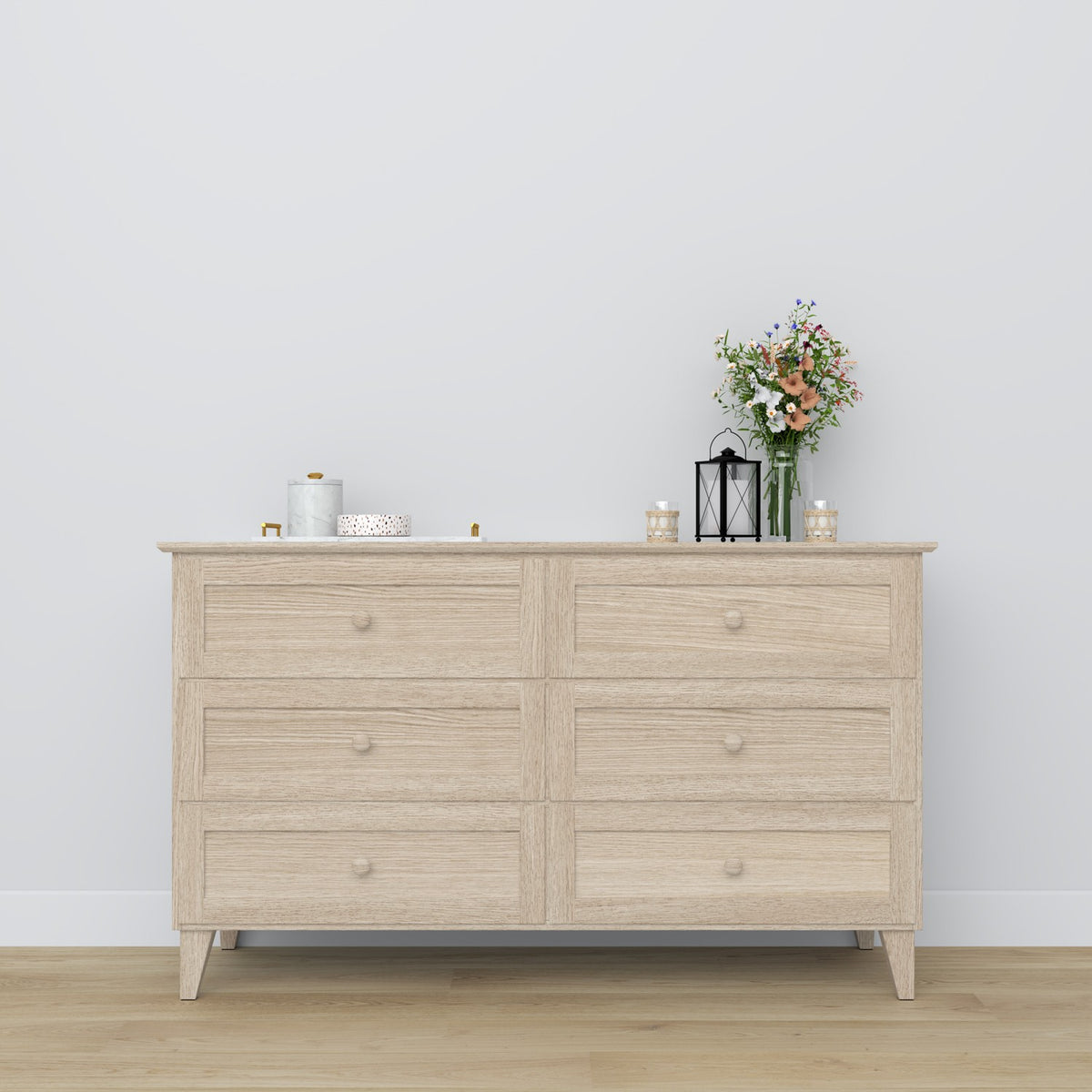 Commode 6S gewit eiken van eiken – zijaanzicht, diepte en profiel
