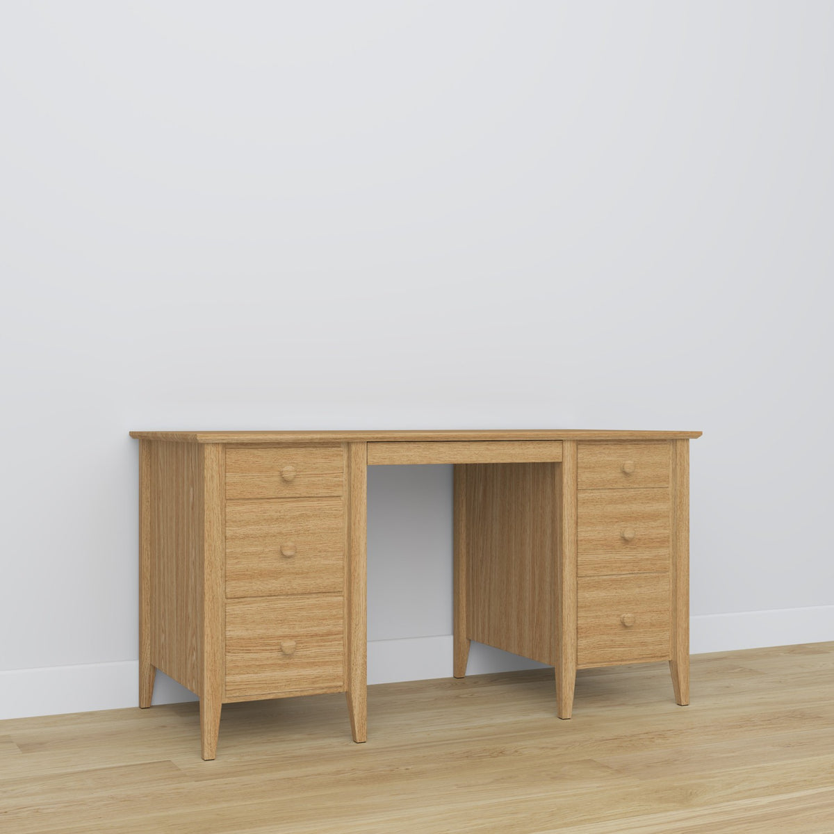 Bureau 6S chêne naturel en chêne – vue de côté, profondeur du plateau