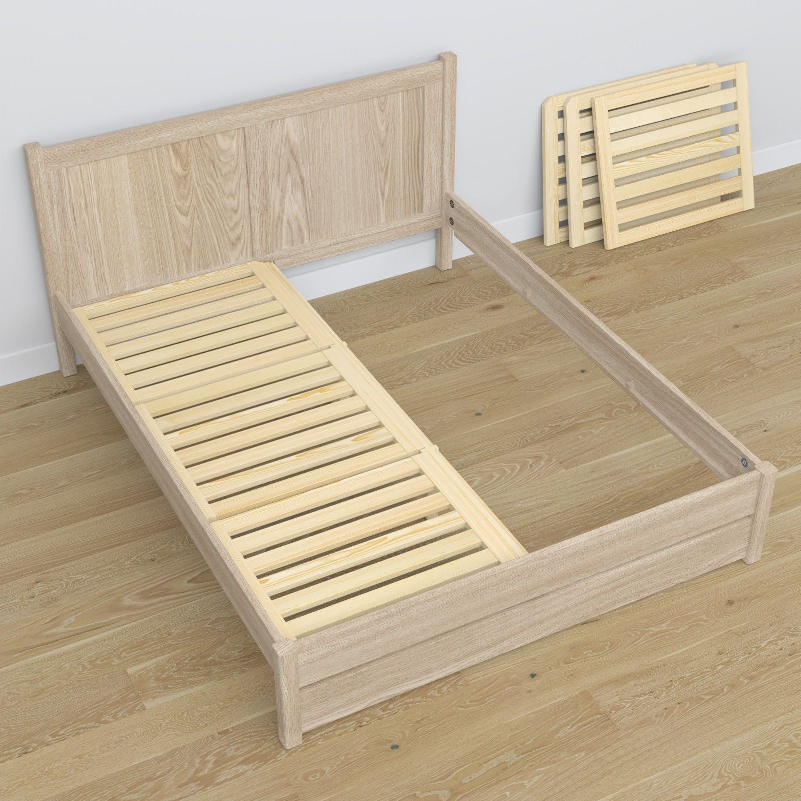 Tweepersoonsbed met lade eiken gewit eiken – capaciteit en functionaliteit