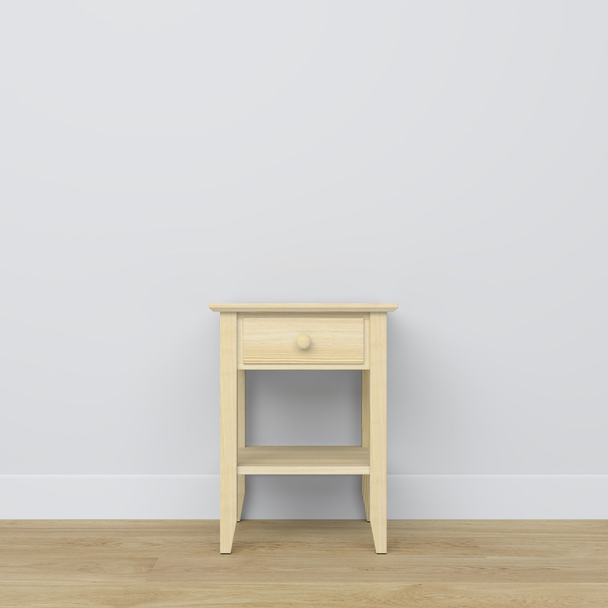 Pine bedside table 1S N01 Scandi clear pine