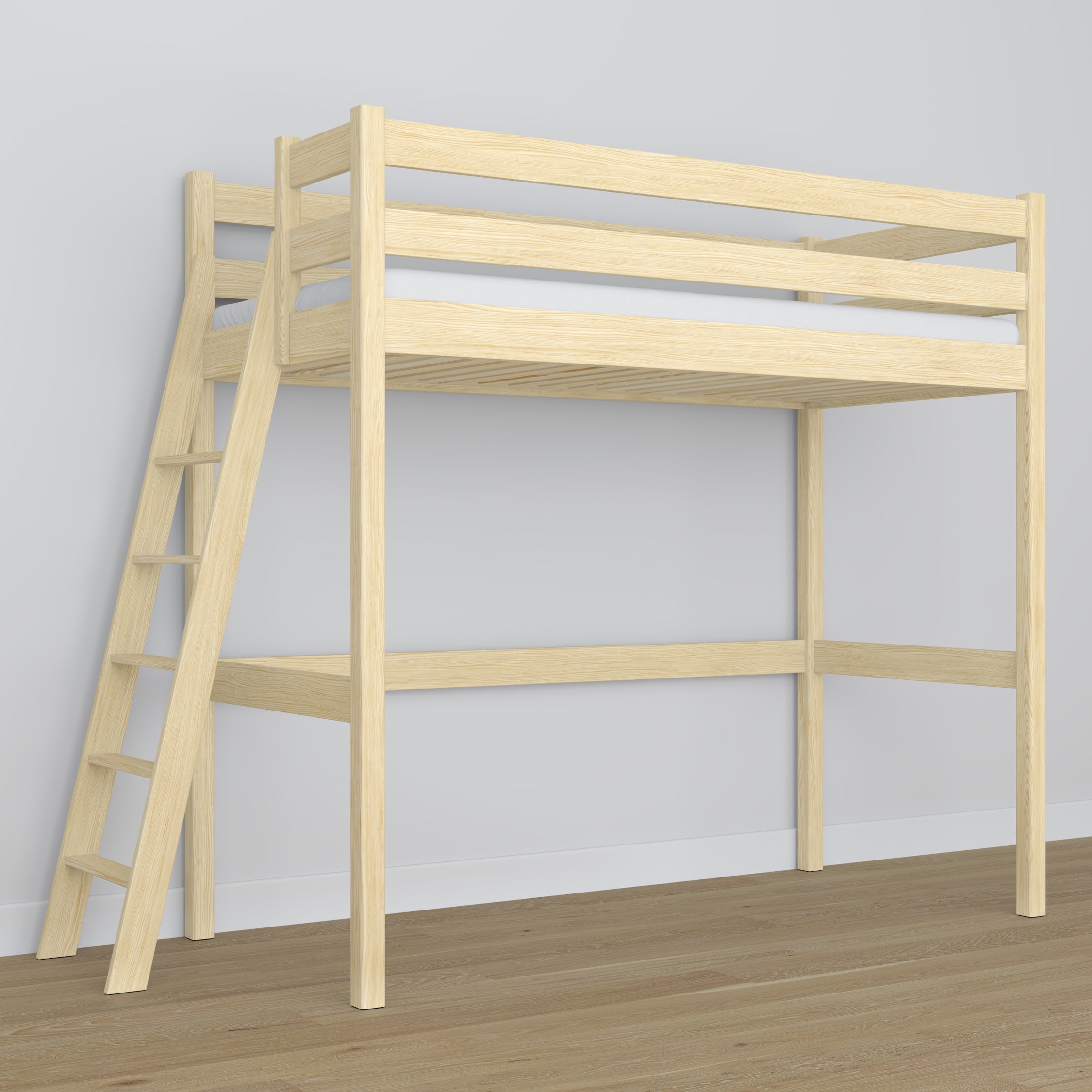 Hoogslaper houten transparant grenen – details van verbindingen en ladder, Nizio Home