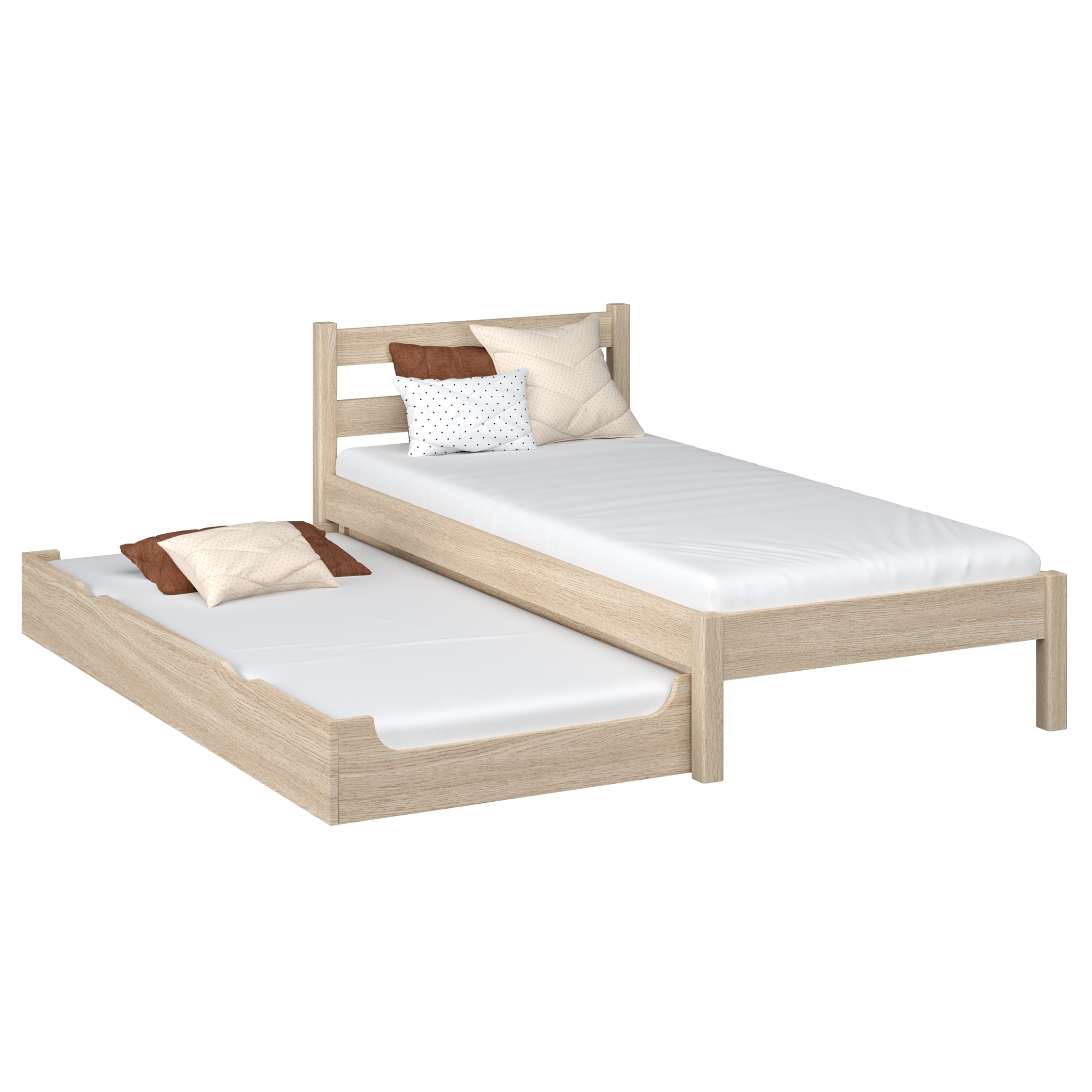 Bed met lade voor matras eiken gewit eiken – kinderkamer, scandi Nizio