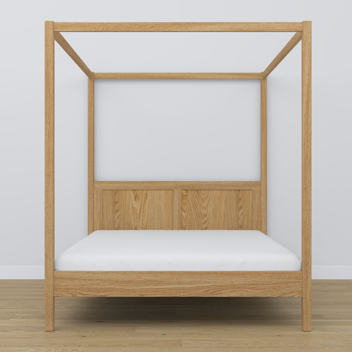 Tweepersoonsbed met hemel eiken naturel eiken – hoofdeinde en frame, close-up