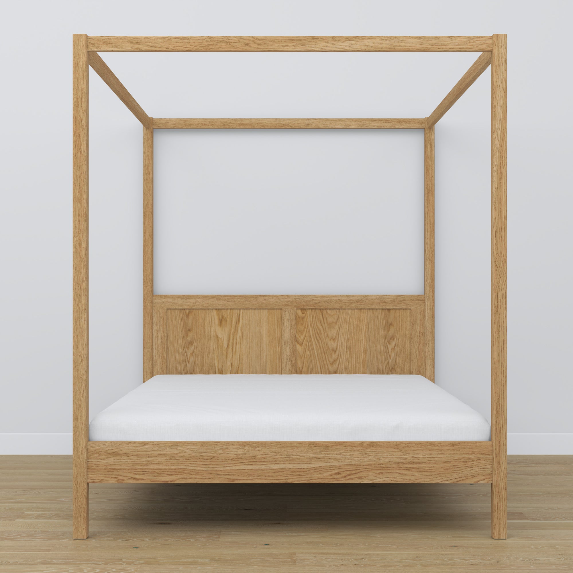 Tweepersoonsbed met hemel eiken naturel eiken – hoofdeinde en frame, close-up