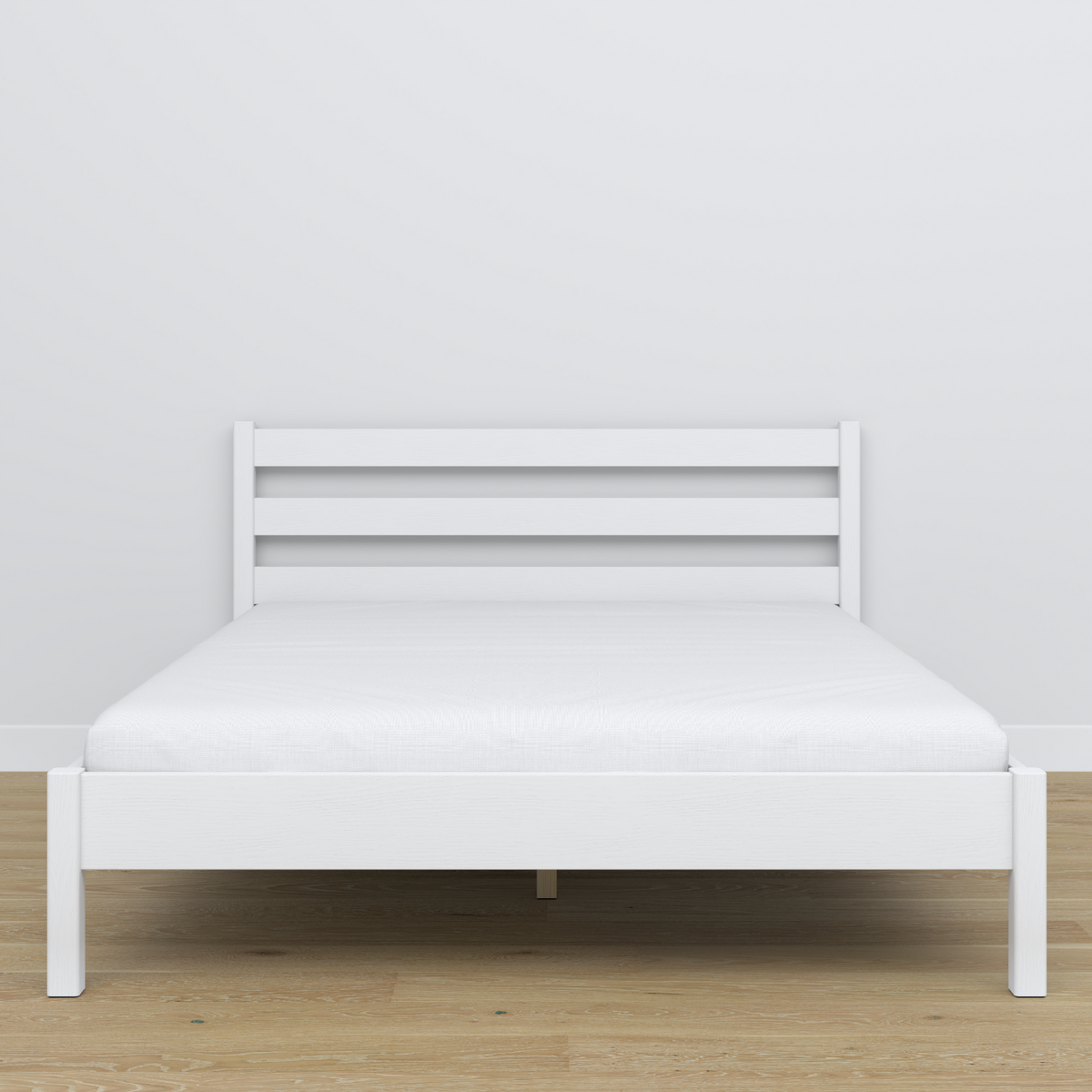 Tweepersoonsbed houten wit – zijaanzicht, verhoudingen en vorm, slaapkamer