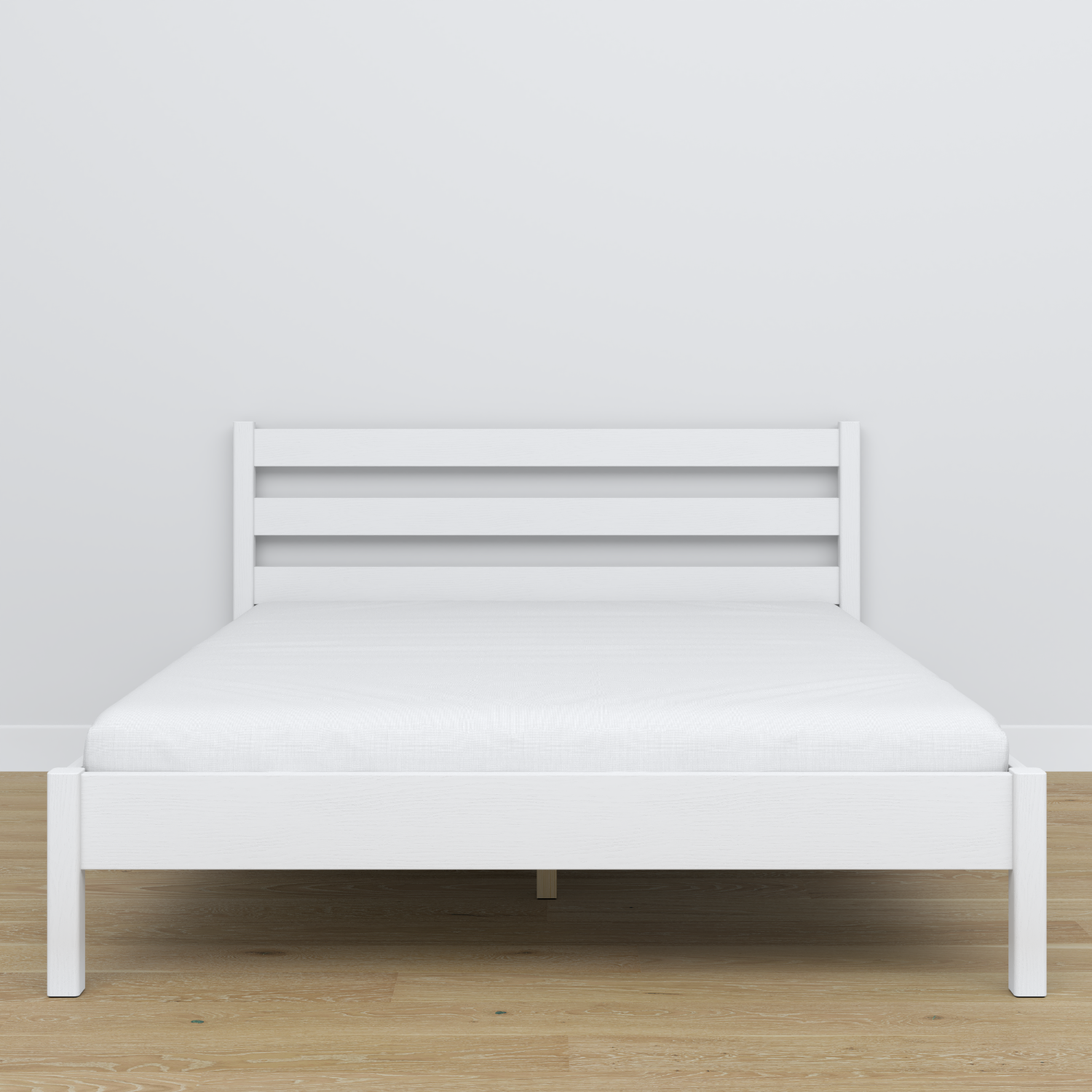 Tweepersoonsbed houten wit – zijaanzicht, verhoudingen en vorm, slaapkamer