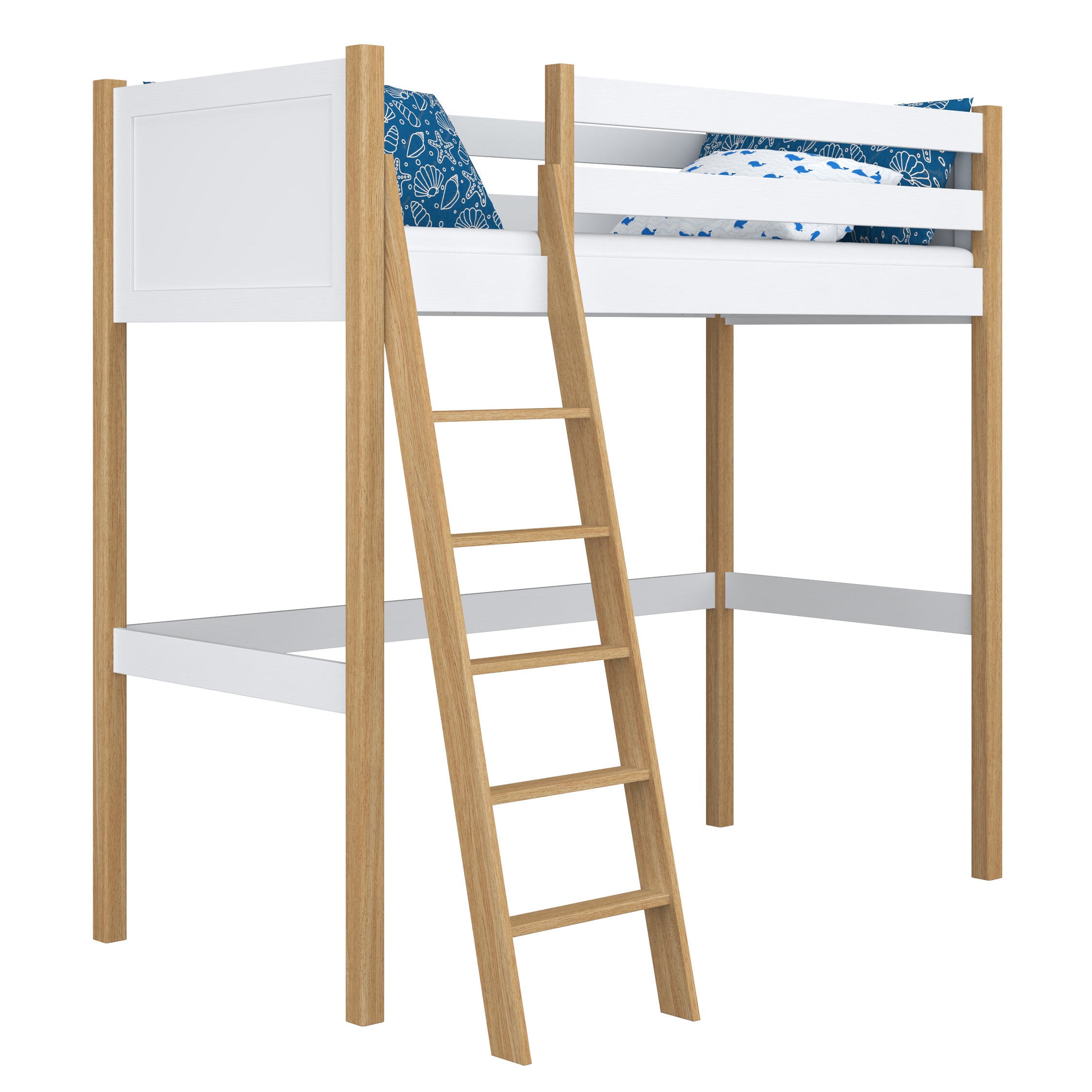 Hoogslaper houten wit-eiken – kinderkamer, massief hout, scandi stijl