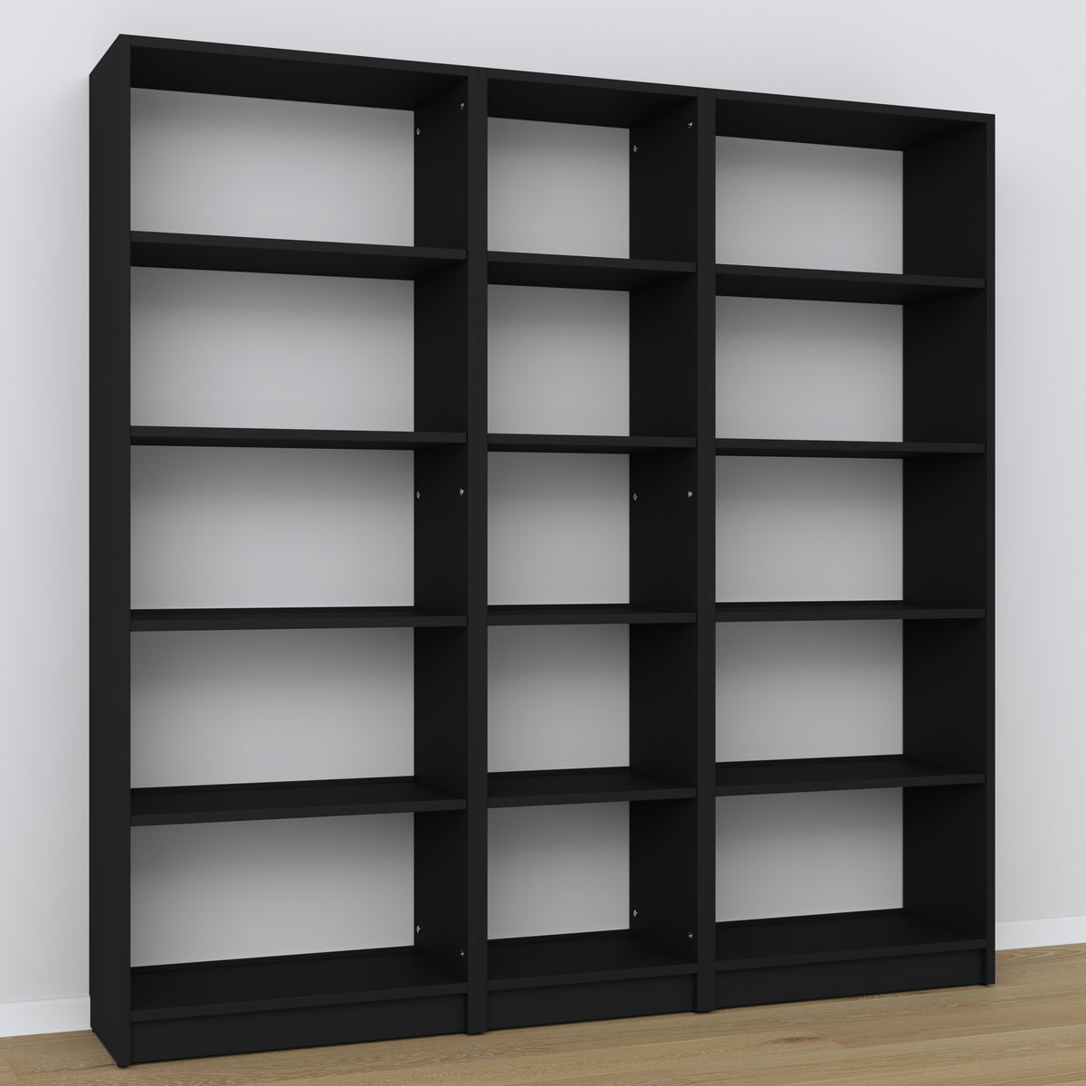 Bookcase black – wooden joints, close-up of workmanship quality
