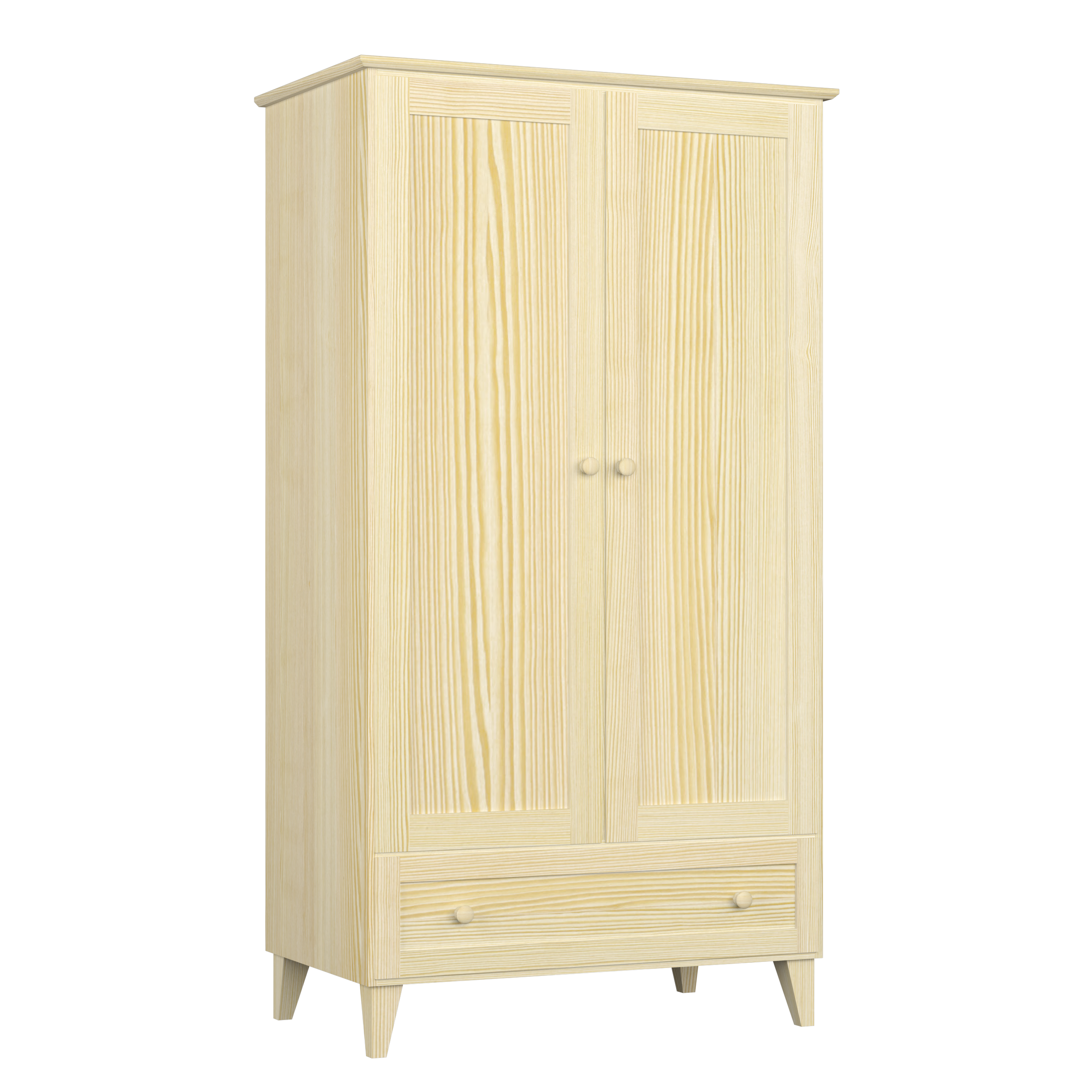 Grenen kledingkast 2D1S Scandi kleurloos grenen