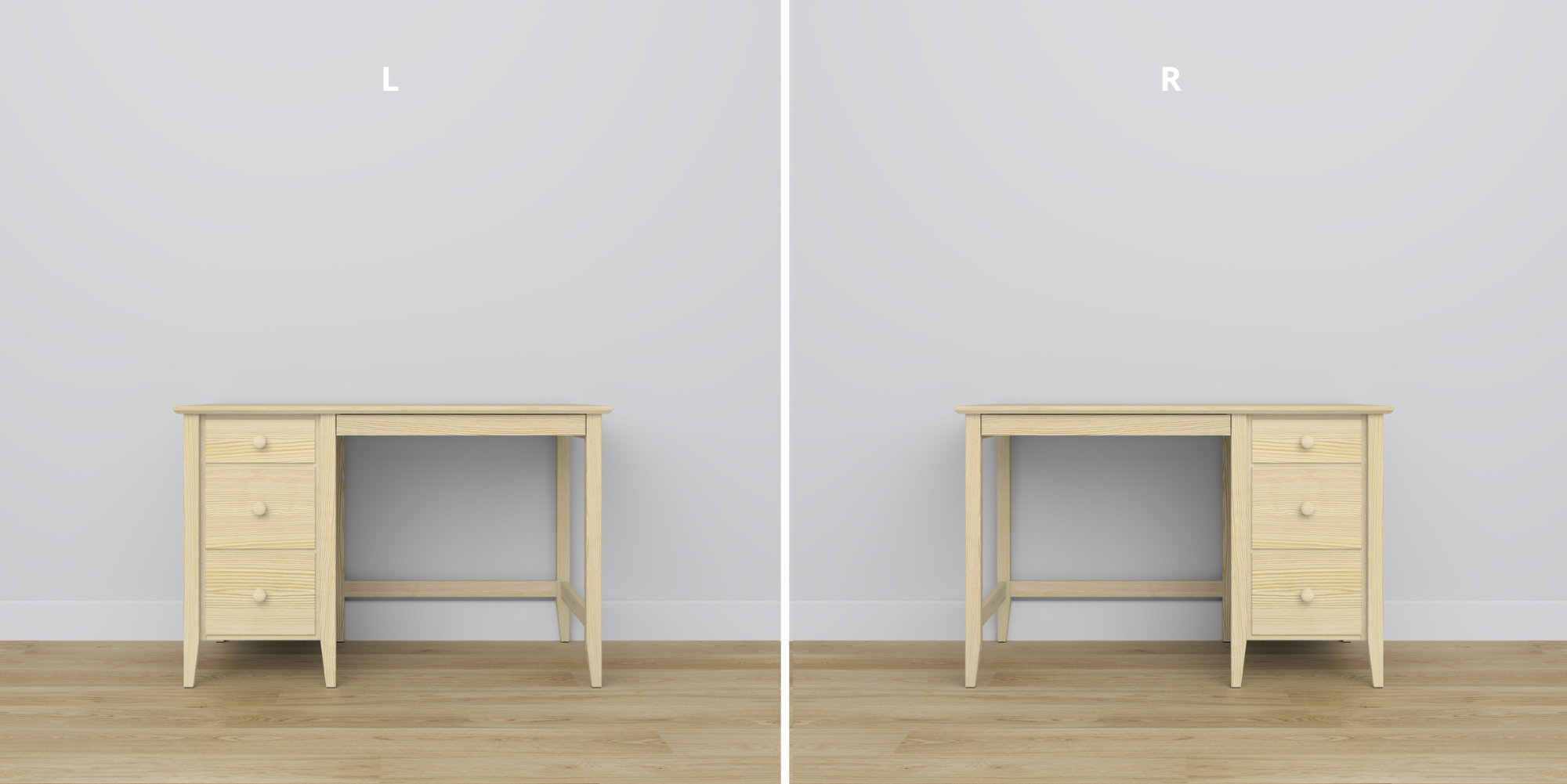 Bureau 3S houten transparant grenen in werkkamer – scandinavische inrichting, Nizio