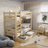 Stapelbed van hout transparant grenen – lade open, ruime bergruimte onder het bed