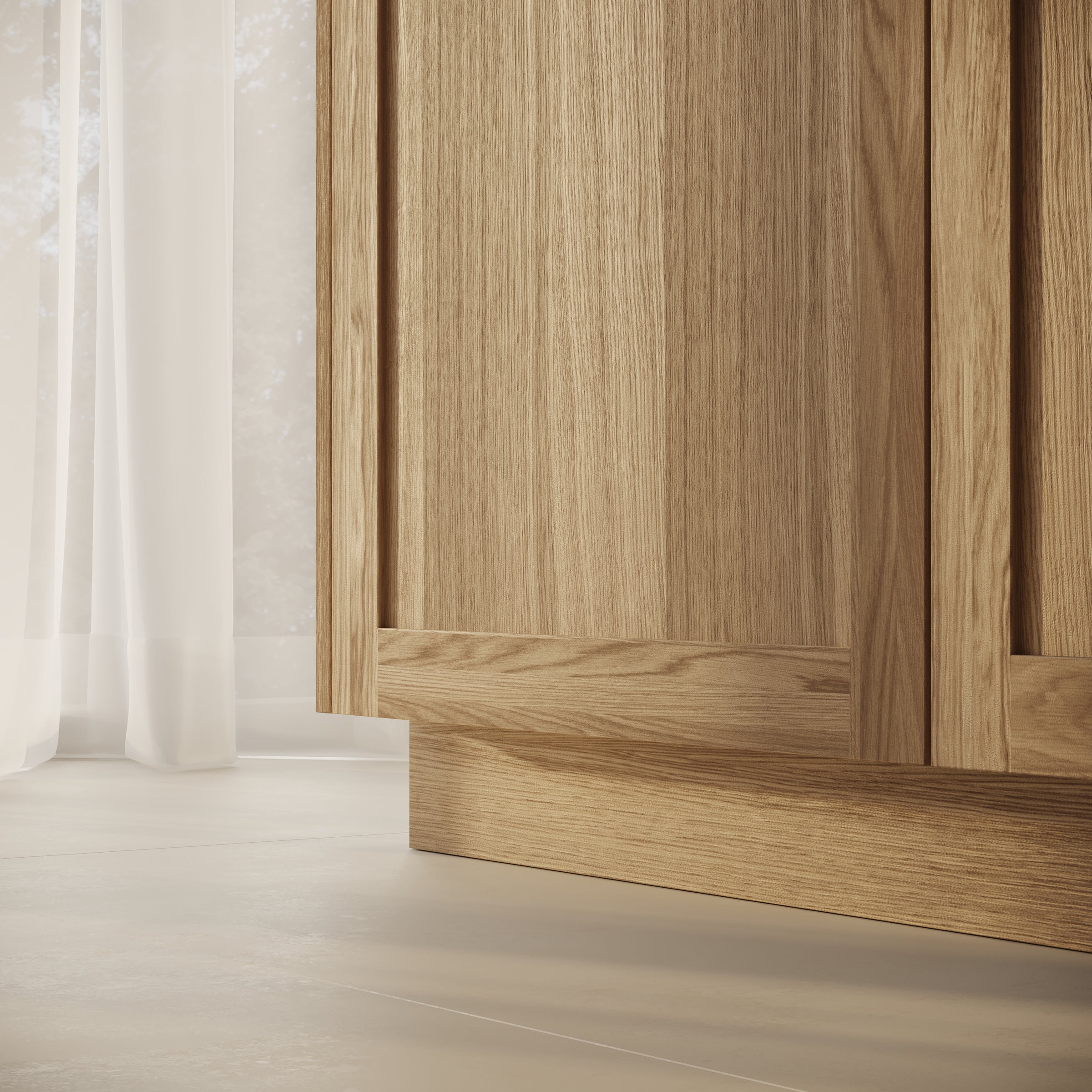 Oak kitchen plinth Nizio – close-up of finish