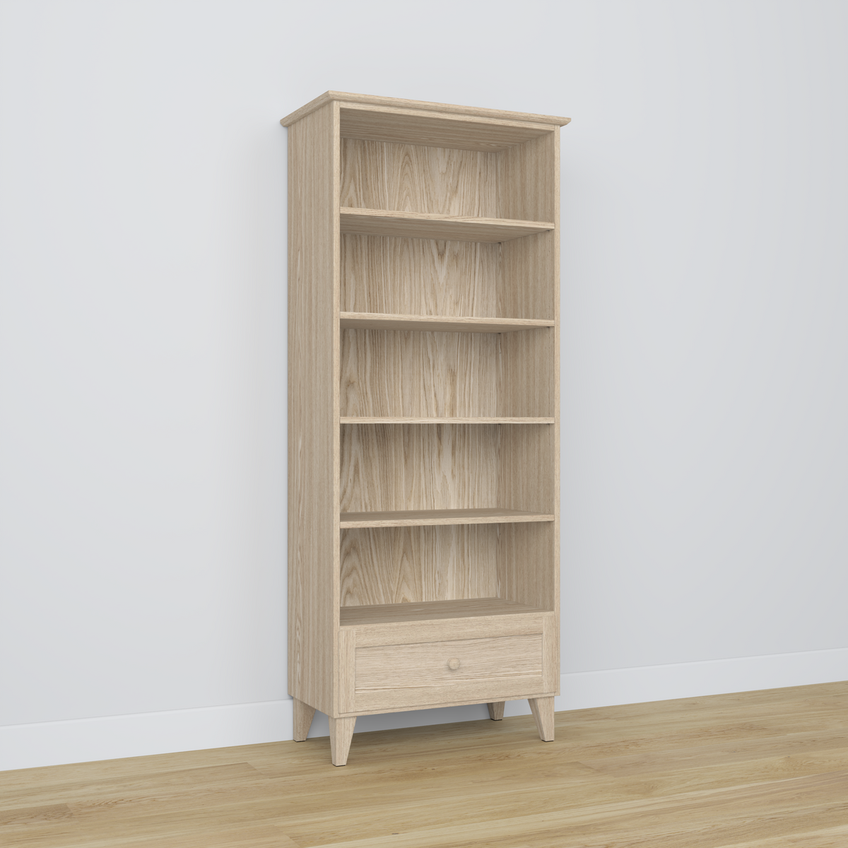 Eikenhouten boekenkast 1S 80 Scandi gewit eiken