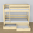 Stapelbed transparant grenen – houten frame met lattenbodem, zijaanzicht