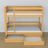 Stapelbed naturel grenen – houten frame met lattenbodem, zijaanzicht