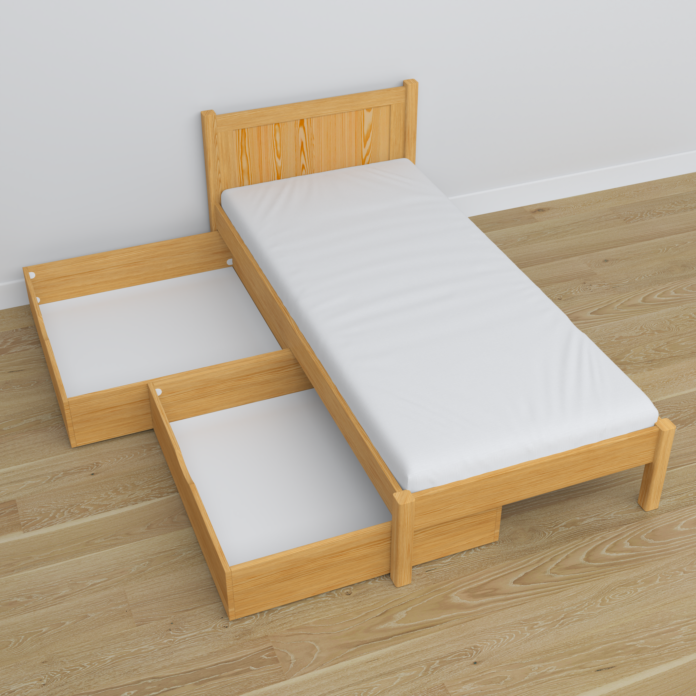 Nizio pine slatted base for bed with drawer – durable support base