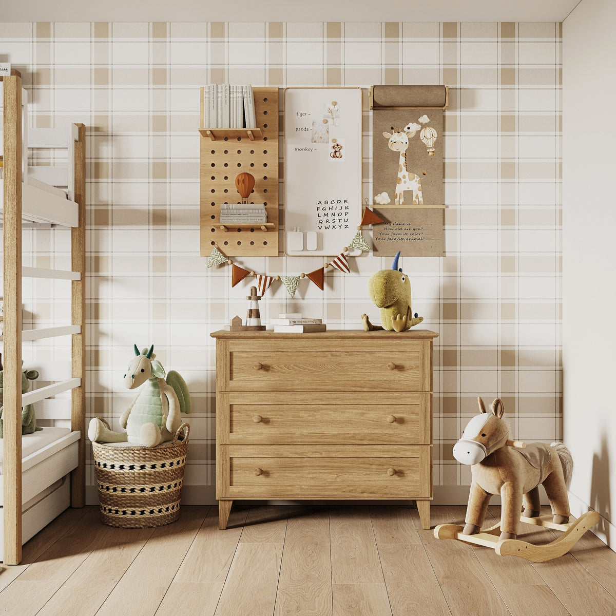 Chest of drawers 3S natural oak – oak, closed drawers, front view, Nizio